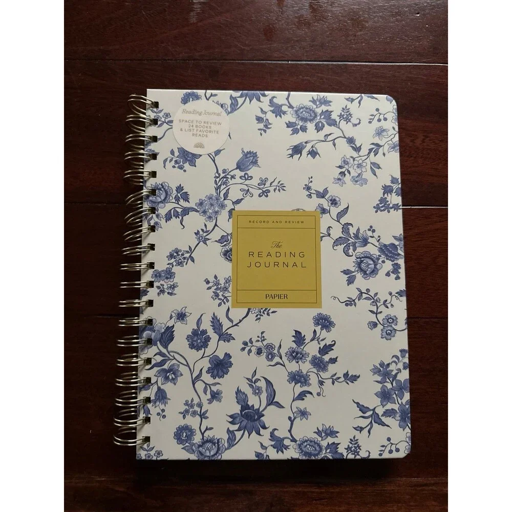 Reading Journal Spiral Notebook Book Log Tracker Floral Cover Gift Idea